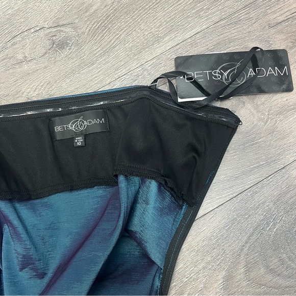 Betsy & Adam Shiny Turquoise Strapless Formal Prom Cocktail Party Dress Size 10 - Picture 3 of 9